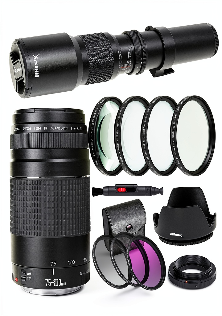 Canon EF 75-300mm lens mounted on a DSLR camera in a outdoor setting