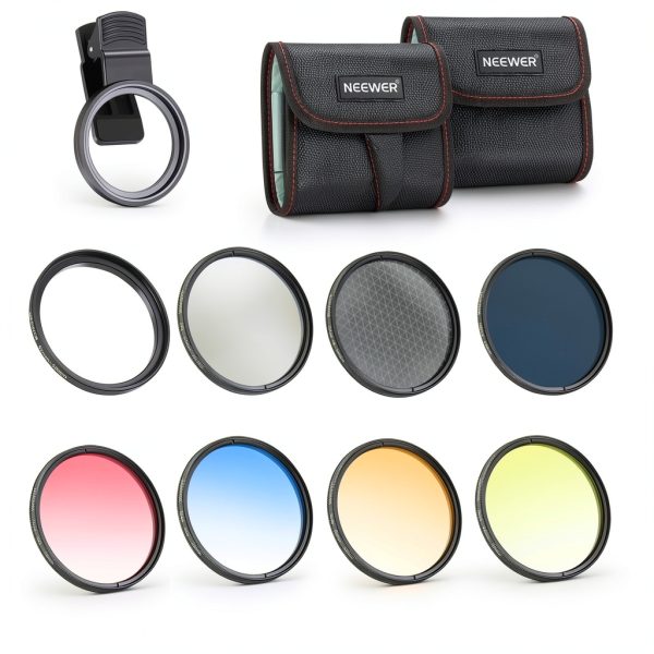 Neewer 58mm Camera Lens Filter Kit CPL ND32 Star Phone Clip-7