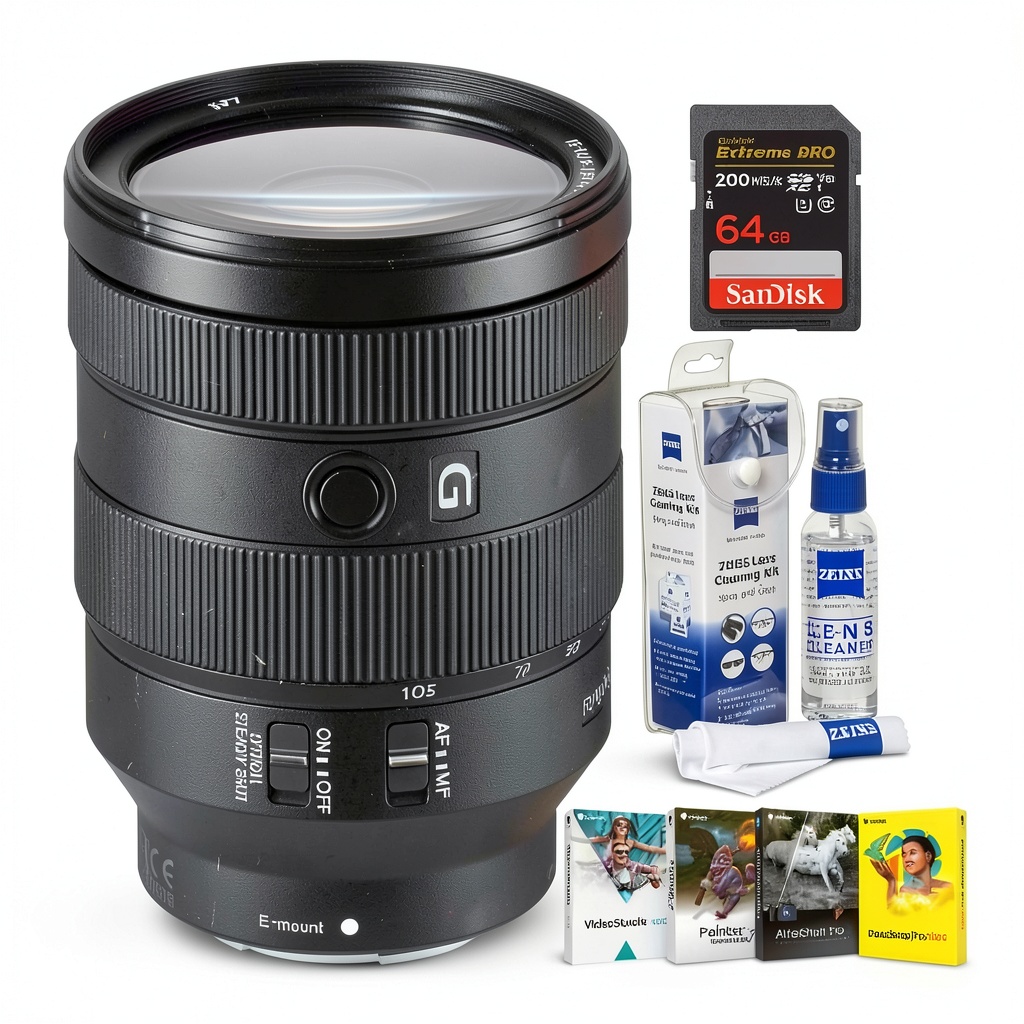 Sony FE 24-105mm lens mounted on a Sony mirrorless camera