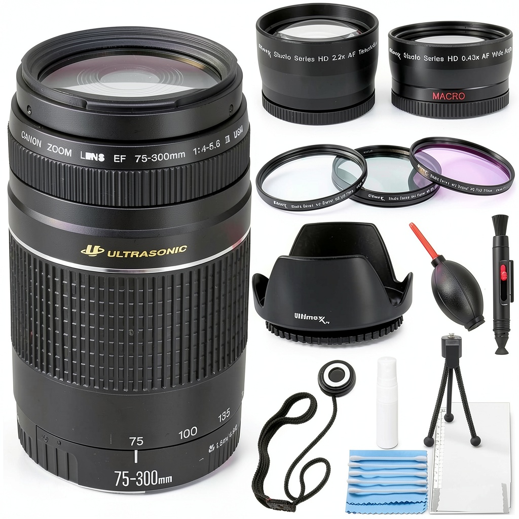 Canon EF 75-300mm lens mounted on a DSLR camera