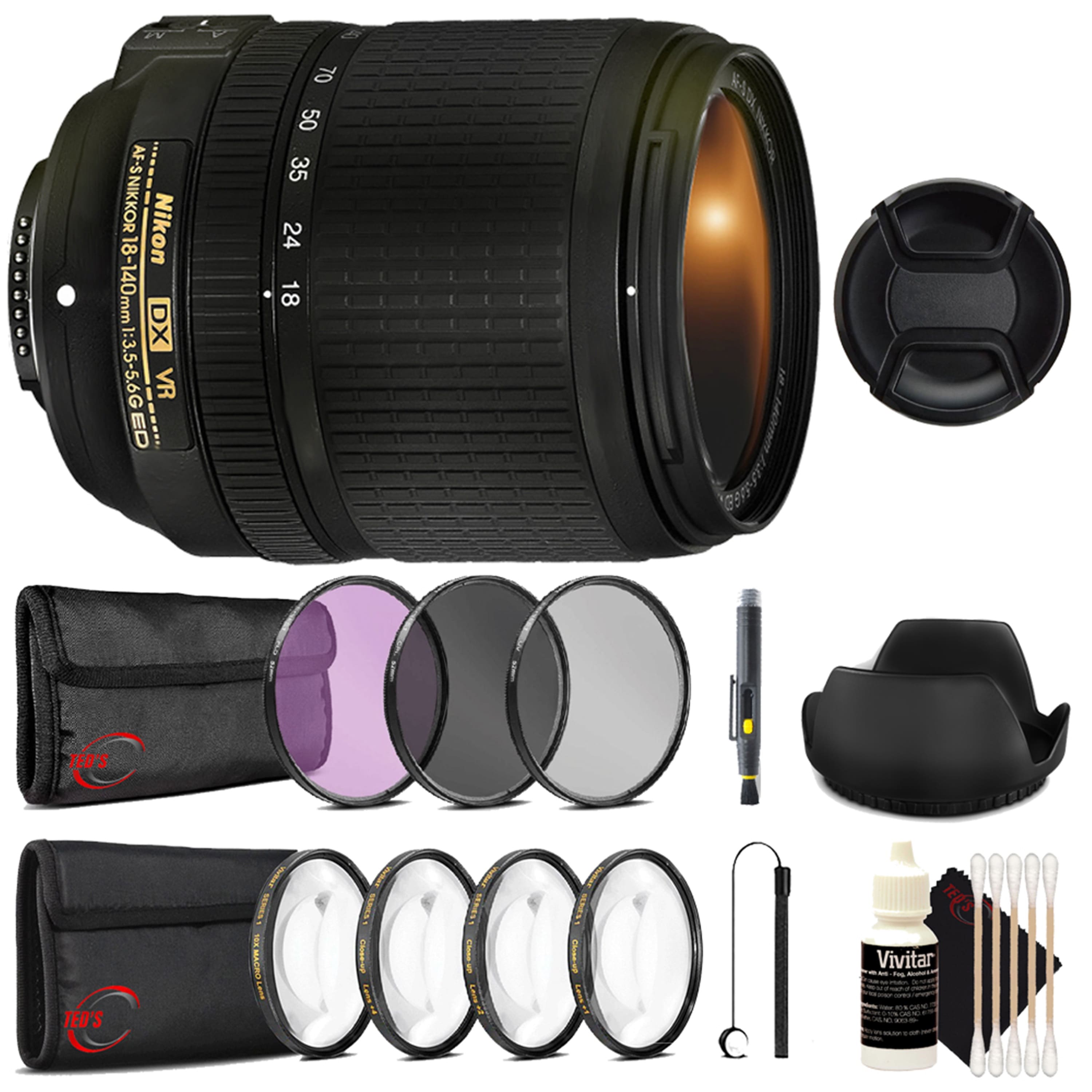 Nikon 18-140mm lens mounted on a DSLR camera showcasing its compact design